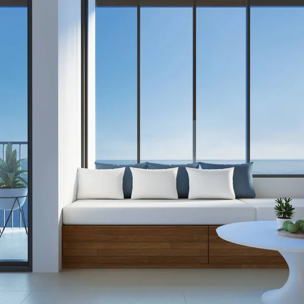 Modern Living Room Interior Sea View Rendering — Fotografia de Stock