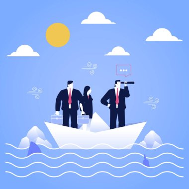 Liderliği ile bir iş adamı Orta Okyanus 'ta Teleskopla bir göz atın.