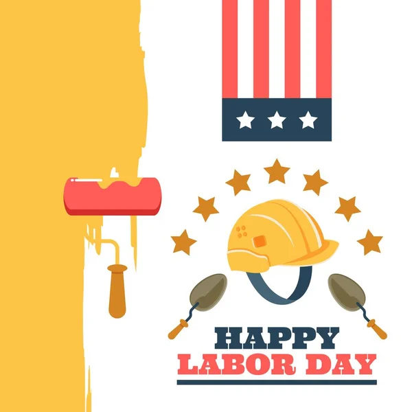 Amerika İşçi Bayramı Kutlama Kartı veya Şirin ve Minimalist Çizim Çalışma Aletleri Davetiyesi