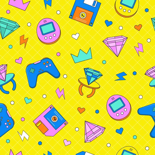 90 'ların Renkli Soyut Nesneleri ve Teknoloji Kusursuz Desensiz Arkaplan Resimleri