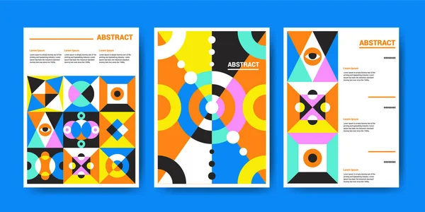 Set Poster Illustrazioni Geometriche Astratte Colorate — Vettoriale Stock