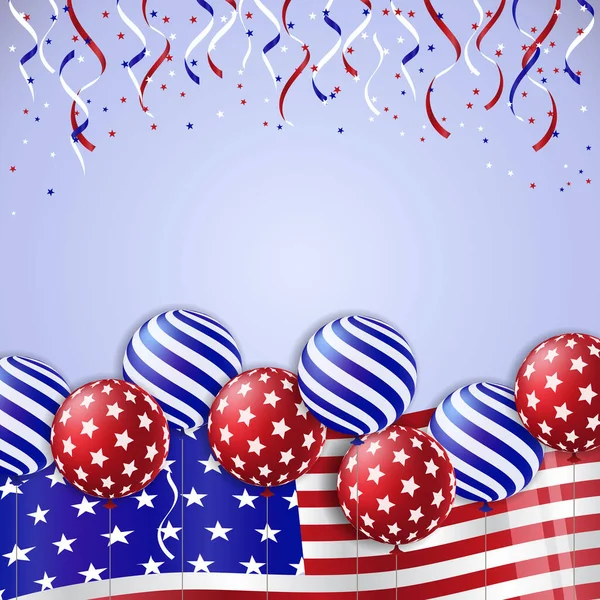 4 Temmuz Vatansever Amerikan Bağımsızlık Günü Balonlar, Bayrak ve Konfeti Resimleri