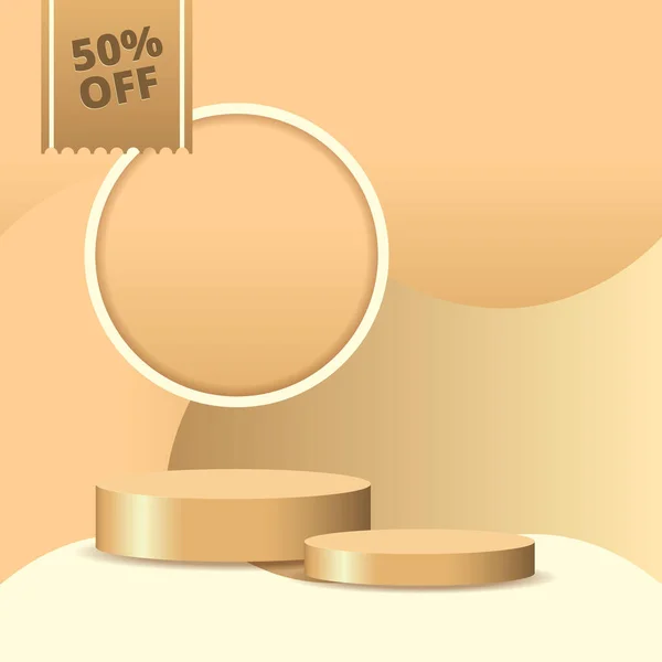 Gold Podium Hintergrund Für Objekte Und Produkte Mit Discount Promo — Stockvektor