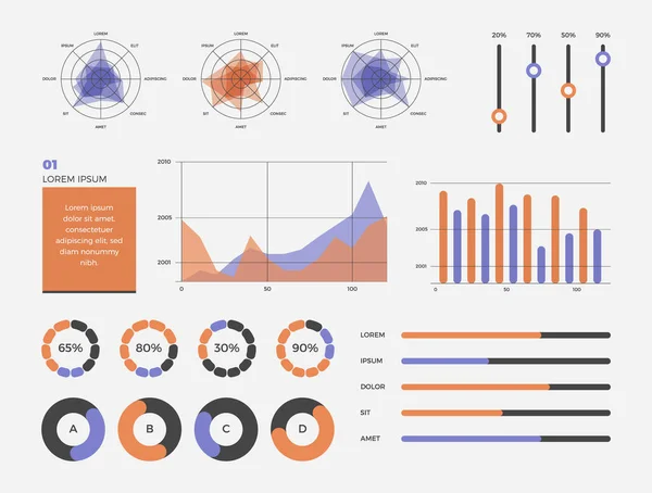 Renkli Bilgisel Elemanlar Veriyi Mavi ve Turuncu Renklerle Ayarladı
