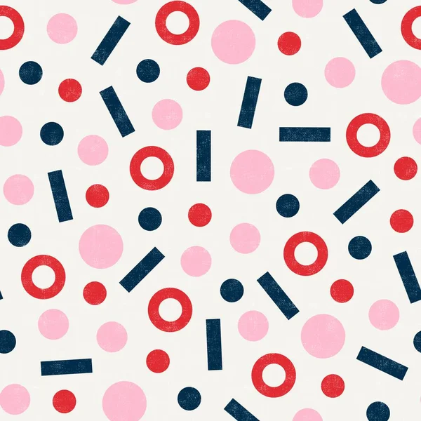 Rosafarbene Rote Und Marinefarbene Kreise Und Linien Verstreutes Muster — Stockfoto
