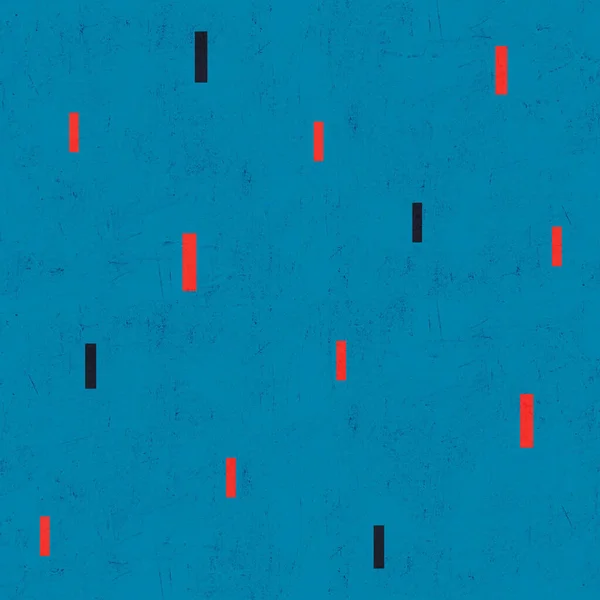Abstraktes Rotes Und Schwarzes Rechteckmuster Auf Blau Strukturiertem Hintergrund — Stockfoto