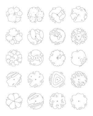 Üst görünüm ağaç vektörü seti.