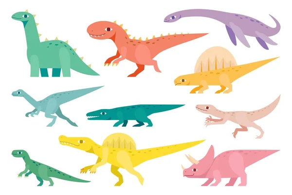 Vector Illustration Set Cute Dinosaur — Stockvektor