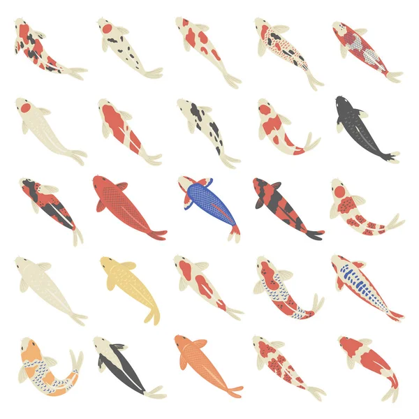 Vektor Illustration Set Von Oben Koi Fische — Stockvektor