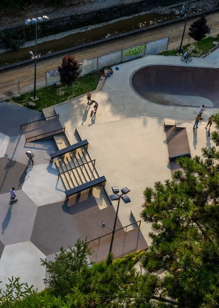 Luxemburg Stadt Luxemburg Juli 2021 Vertikale Luftaufnahme Des Skateparks Petrusse — Stockfoto