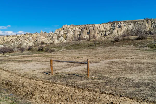 Panoramisch Uitzicht Grotten Sprookjes Rotsen Landschappen Buurt Van Goreme Cappadocië — Stockfoto