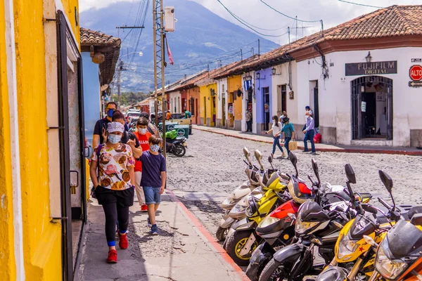 Antigua Guatemala Settembre 2021 Fotografia Strada Candida Persone Architettura Coloniale — Foto Stock