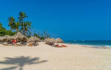 Bavaro - Punta Cana, Dominik Cumhuriyeti - 23 Ekim 2021 - Iberostar Grand Bavaro 'daki Bavyera Sahili
