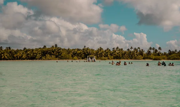 Saona Island Dominikanska Republiken Oktober 2021 Panorama Över Båt Med — Stockfoto