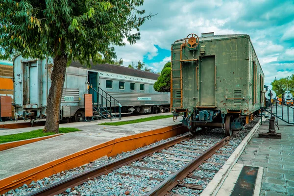 Puebla Mexiko Srpna 2021 Pohled Klasický Nákladní Vlak Železničním Muzeu — Stock fotografie