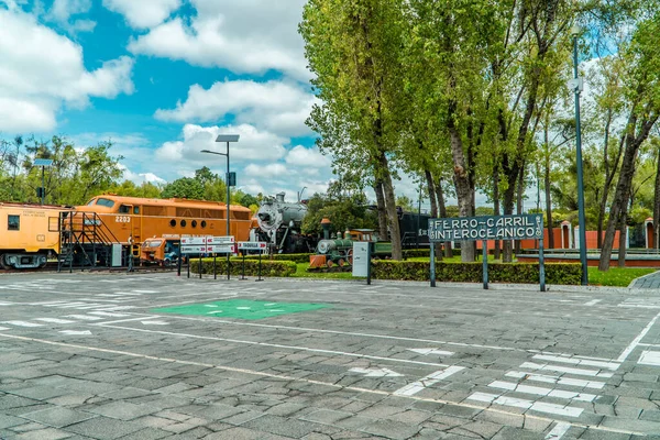 Puebla Mexiko Srpna 2021 Panoramatický Pohled Starodávné Vlaky Uvnitř Muzea — Stock fotografie