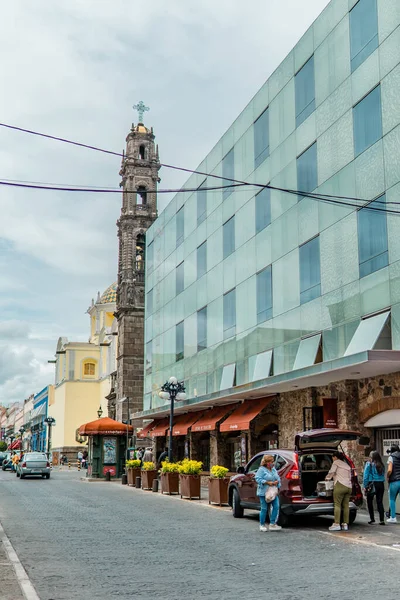 Puebla Meksyk Sierpnia 2021 Street Shot Nowoczesnej Kolonialnej Architektury Centrum — Zdjęcie stockowe