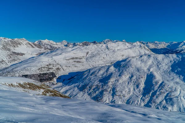 Beautiful Horizontal Italian Alps Panoramic View Seen Slopes Livigno —  Fotos de Stock