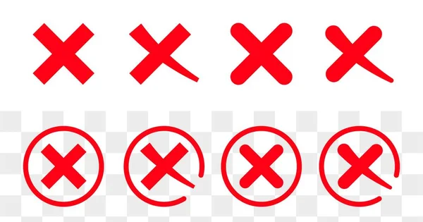 Red Cross Vector Icon Wrong Symbol Graphic Design Element Set — Stock Vector