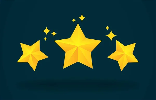 Drie Sterren Klant Product Rating Review Moderne Stijl Vector Illustratie — Stockvector