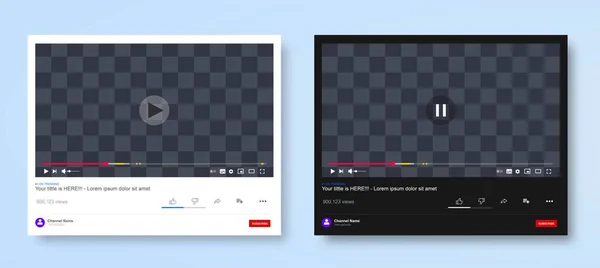 Lombok, Endonezya - 12 Ekim 2021: YouTube ağı veya mobil video oynatıcı beyaz ve karanlık modda. Düzenleme metni.