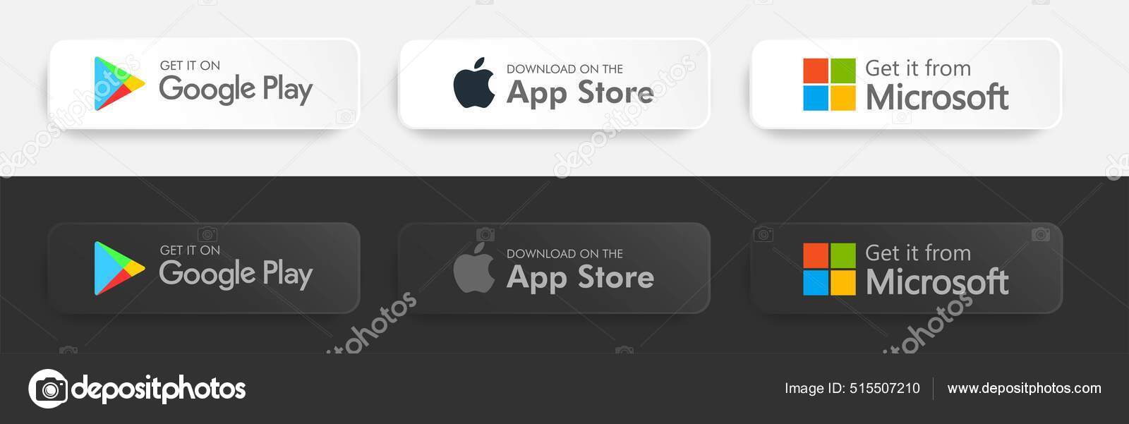 App store google play microsoft  button set Vector Image