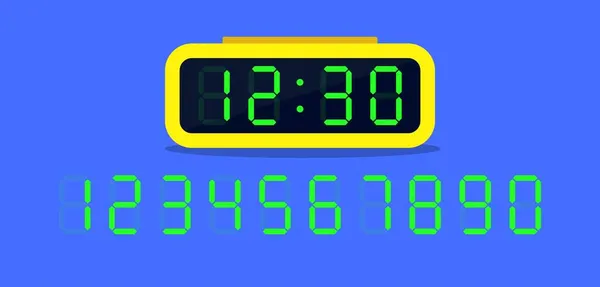 Зеленый Таймер Электронных Часов Номер Таймера Обратного Отсчета Установлен Коллекции — стоковый вектор