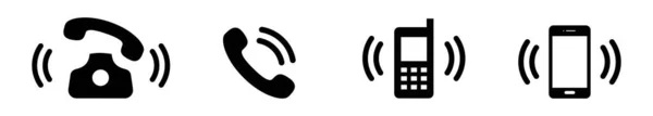 Telefon basit simge seti. Akıllı telefon çalıyor. Telefon işareti. Vektör. Akıllı telefon ya da cep telefonu zil vektör çizimi.