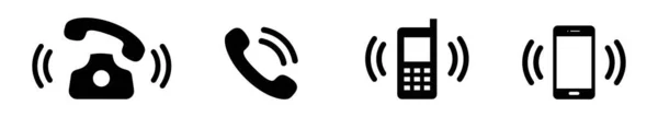 Звонящий Телефон Простой Набор Значков Звонит Смартфон Телефонный Знак Вектор — стоковый вектор