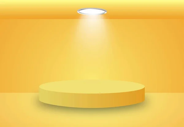 Modern Yellow Vector Rendering Geometric Platform Product Presentation Yellow Podium — Διανυσματικό Αρχείο