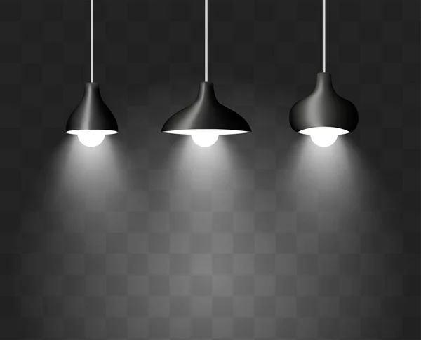 Set Light Vector Bright Light Beam Transparent Realistic Effect Lamp — Archivo Imágenes Vectoriales