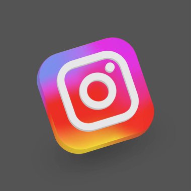 Lombok, Endonezya - 26 Aralık 2021: 3d Instagram vektör logosu.