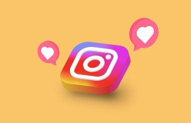 Lombok, Endonezya - 26 Aralık 2021: 3d Instagram logosu. Instagram ve 3d simgesi gibi.