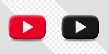 Lombok, Indonesia - January 8, 2022: 3d youtube logo in red and black colours. Set of youtube vector illustrations.