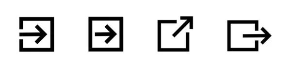 Square Arrow Icon Set External Link Sign Arrow Open Page — стоковый вектор