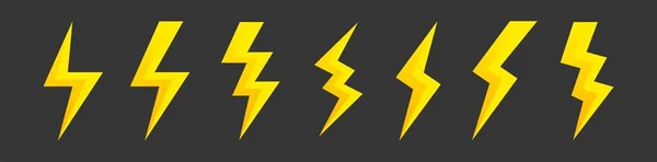 Creative vector illustration of thunder and bolt lighting flash icon. Set of thunder and electric power thunderbolt icon in yellow colour.