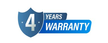 4 yıl soyutlama emri. 'dört yıllık garanti' vektör simgesi, mavi renkli