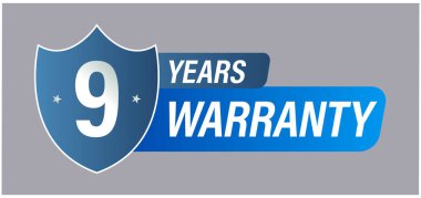 9 yıllık garanti vektör simgesi, mavi renkli