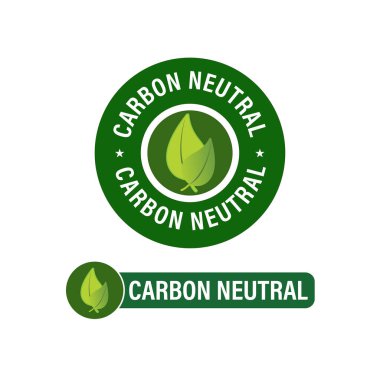 Yaprak sembollü karbon nötr vektör simgesi. yeşil renkli
