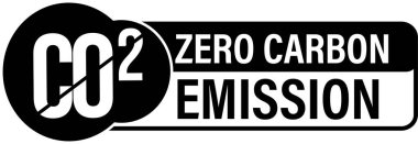 CO2, sıfır karbon emisyon vektör ikonu. Çevre dostu soyut, siyah renkli.