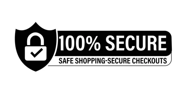 % 100 güvenli, güvenli alışveriş-güvenli çıkış vektör ikonu ve asma kilit. Siyah renkli. en küçük logo