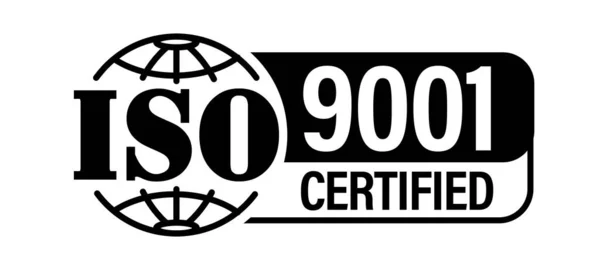 'ISO 9001 Sertifikalı' vektör simgesi, siyah renkli, standartlaştırma soyut için uluslararası oganizasyon