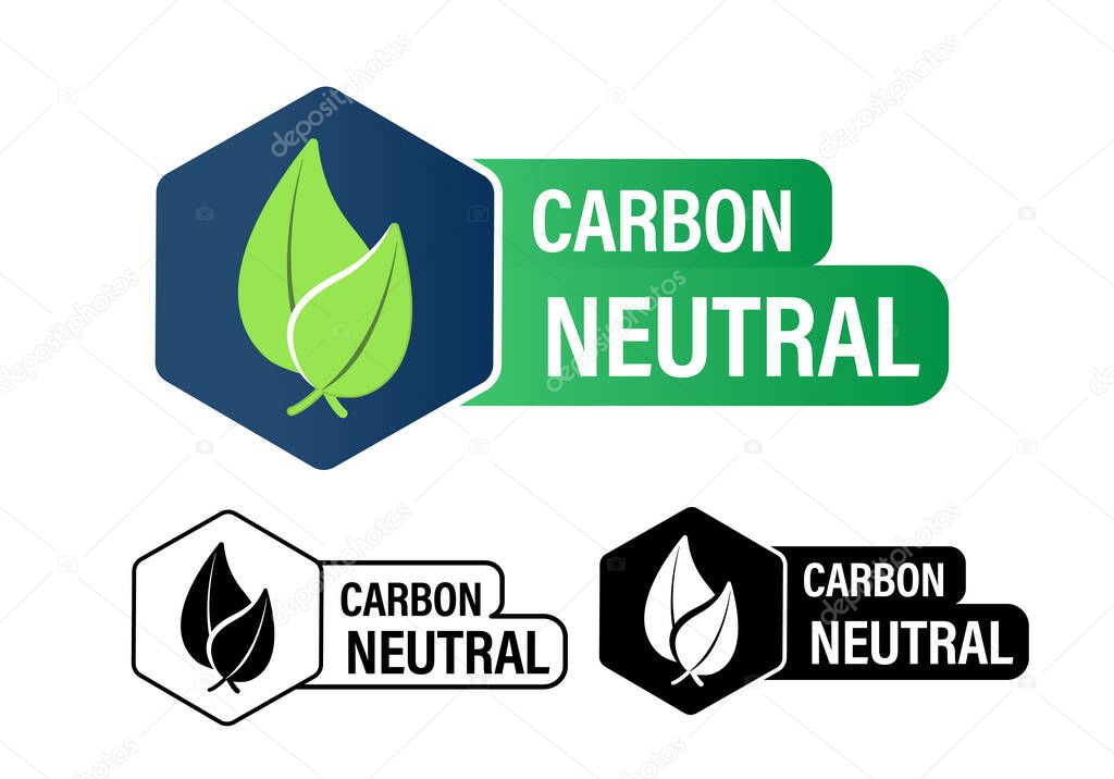 carbon neutral vector icon set. eco friendly abstract