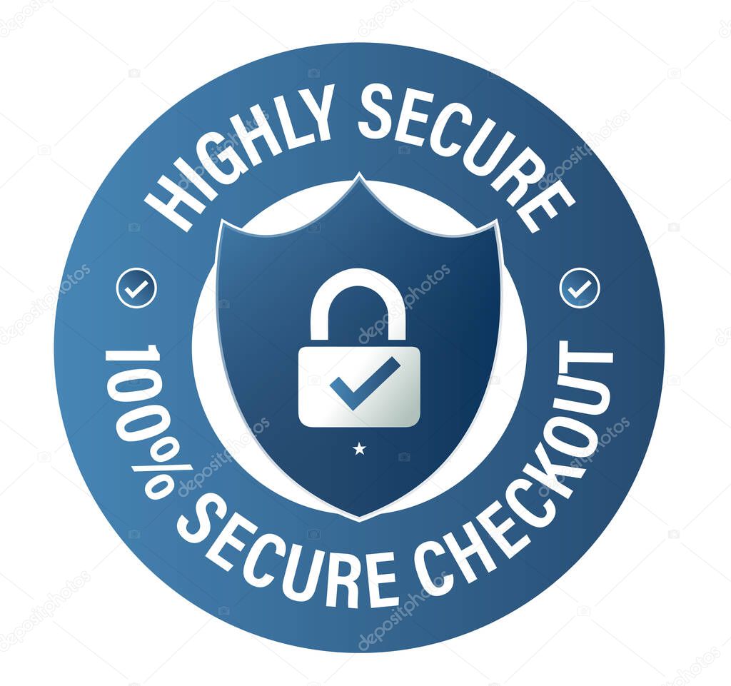 highly secure abstract, 100% secure checkout vector icon