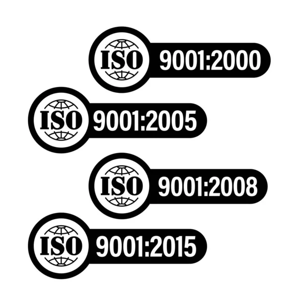 Conjunto Iconos Vectoriales Organización Internacional Normalización Iso 9001 2000 Symbol — Vector de stock
