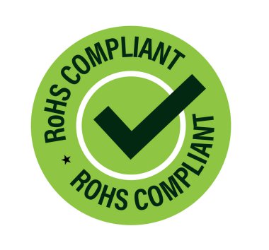 'RoHS COMPLIANT' işaretli vektör damgasını yuvarladı. yeşil renkli