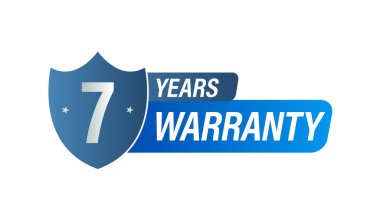 Garanti özeti, 'yedi yıllık garanti' vektör ikonu. mavi renkli.