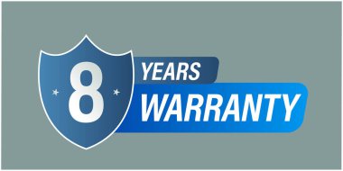 Sekiz yıllık garanti vektör ikonu, garanti özeti. mavi renkli.