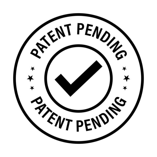 patent pending vector icon wirth tick mark, line art, black in color