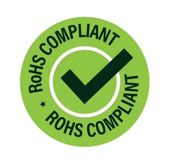 'RoHS COMPLIANT' işaretli vektör damgasını yuvarladı. yeşil renkli